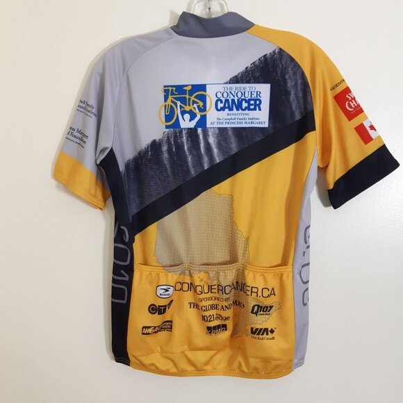Sugoi Cycling Jersey Mens Med Yellow Ride To Conquer Cancer Racing Bike Canada - Picture 3 of 6